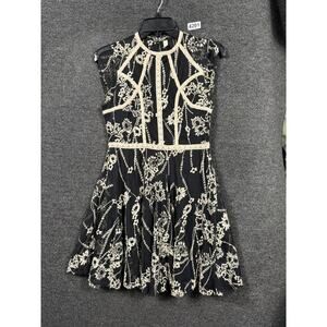 Free People Laurel Lace Floral Mini Dress Size 0 Black Tan Whimsigoth Bohemian